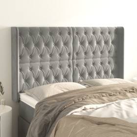 Cabecero con orejas de terciopelo gris claro 147x16x118/128 cm de vidaXL, Cabeceros y pies de cama - Ref: Foro24-3119964, Pre...