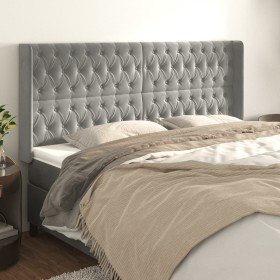 Cabecero con orejas de terciopelo gris claro 183x16x118/128 cm de vidaXL, Cabeceros y pies de cama - Ref: Foro24-3119976, Pre...