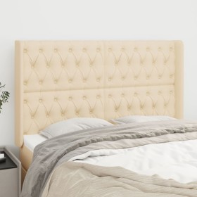 Headboard with cream fabric ears 163x16x118/128 cm by vidaXL, Headboards and footboards - Ref: Foro24-3119927, Price: 160,57 ...