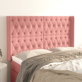 Headboard with pink velvet ears 163x16x118/128 cm by vidaXL, Headboards and footboards - Ref: Foro24-3119975, Price: 159,99 €...