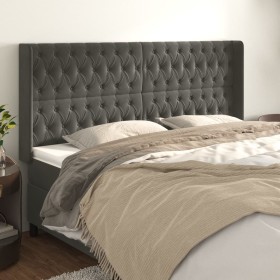 Cabecero con orejas de terciopelo gris oscuro 203x16x118/128 cm de vidaXL, Cabeceros y pies de cama - Ref: Foro24-3119983, Pr...