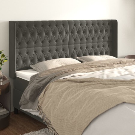 Headboard with dark gray velvet ears 203x16x118/128 cm by vidaXL, Headboards and footboards - Ref: Foro24-3119983, Price: 146...