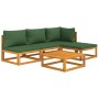 Garden furniture set 5 pieces solid wood and green cushions by vidaXL, Garden sets - Ref: Foro24-3155309, Price: 443,99 €, Di...