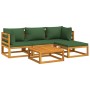 Garden furniture set 5 pieces solid wood and green cushions by vidaXL, Garden sets - Ref: Foro24-3155310, Price: 455,70 €, Di...