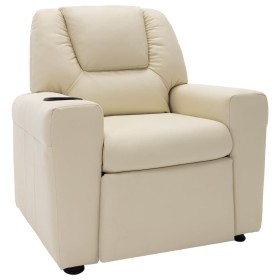 Sillón reclinable para niños cuero sintético blanco crema de vidaXL, Sillas y tronas para niños - Ref: Foro24-324042, Precio:...