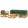 6-piece solid wood garden furniture set with green cushions by vidaXL, Garden sets - Ref: Foro24-3155311, Price: 620,34 €, Di...