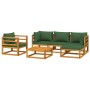 6-piece solid wood garden furniture set with green cushions by vidaXL, Garden sets - Ref: Foro24-3155311, Price: 620,34 €, Di...