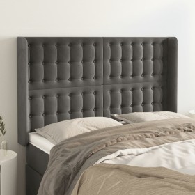 Cabecero con orejas de terciopelo gris oscuro 147x16x118/128 cm de vidaXL, Cabeceros y pies de cama - Ref: Foro24-3120063, Pr...