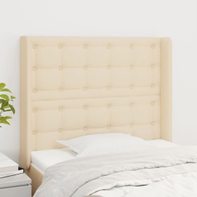 Headboard with cream fabric ears 93x16x118/128 cm by vidaXL, Headboards and footboards - Ref: Foro24-3120001, Price: 78,50 €,...