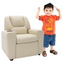 Children's Recliner Cream White Synthetic Leather by vidaXL, Chairs and high chairs for children - Ref: Foro24-324042, Price:...