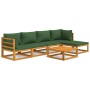 Garden furniture set 6 pieces solid wood and green cushions by vidaXL, Garden sets - Ref: Foro24-3155312, Price: 549,76 €, Di...