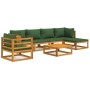 7-piece solid wood garden furniture set with green cushions. by vidaXL, Garden sets - Ref: Foro24-3155313, Price: 727,99 €, D...