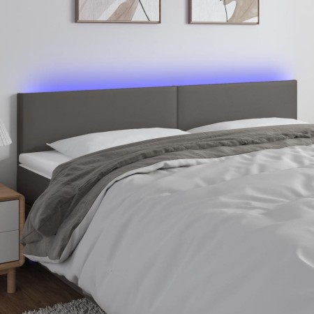 Cabecero con LED cuero sintético gris 200x5x78/88 cm de vidaXL, Cabeceros y pies de cama - Ref: Foro24-3121444, Precio: 70,65...