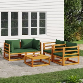 Gartenmöbel-Set 5-teilig aus Massivholz und grünen Kissen von vidaXL, Gartensets - Ref: Foro24-3155316, Preis: 601,82 €, Raba...