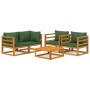 Garden furniture set 5 pieces solid wood and green cushions by vidaXL, Garden sets - Ref: Foro24-3155316, Price: 602,56 €, Di...