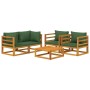 Garden furniture set 5 pieces solid wood and green cushions by vidaXL, Garden sets - Ref: Foro24-3155316, Price: 602,56 €, Di...