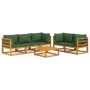 Garden furniture set 6 pieces solid wood and green cushions by vidaXL, Garden sets - Ref: Foro24-3155317, Price: 620,99 €, Di...