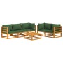 Garden furniture set 6 pieces solid wood and green cushions by vidaXL, Garden sets - Ref: Foro24-3155317, Price: 620,99 €, Di...