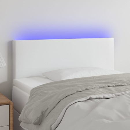 Headboard with LED white synthetic leather 90x5x78/88 cm by vidaXL, Headboards and footboards - Ref: Foro24-3121411, Price: 5...