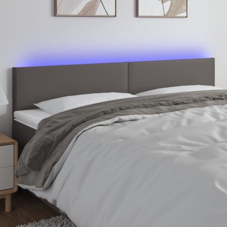 Cabecero con LED cuero sintético gris 180x5x78/88 cm de vidaXL, Cabeceros y pies de cama - Ref: Foro24-3121438, Precio: 72,43...