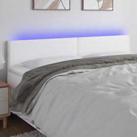 Cabecero con LED cuero sintético blanco 200x5x78/88 cm de vidaXL, Cabeceros y pies de cama - Ref: Foro24-3121441, Precio: 74,...