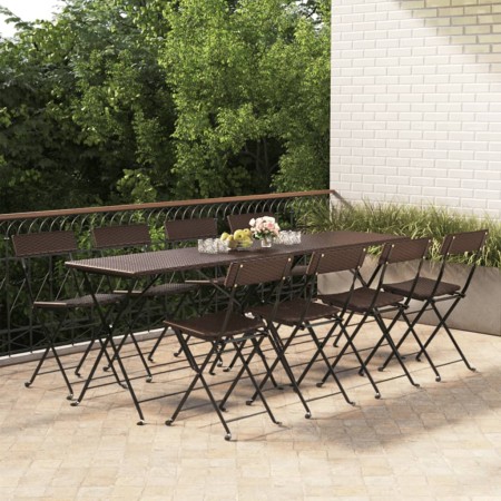 Klappbare Cafeteriastühle 8 Einheiten aus Stahl und braunem synthetischem Rattan von vidaXL, Gartenstühle - Ref: Foro24-31521...