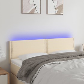 Cream fabric headboard with LED 144x5x78/88 cm by vidaXL, Headboards and footboards - Ref: Foro24-3121475, Price: 58,87 €, Di...