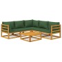 Garden furniture set 6 pieces solid wood and green cushions by vidaXL, Garden sets - Ref: Foro24-3155319, Price: 620,54 €, Di...