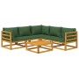 Garden furniture set 6 pieces solid wood and green cushions by vidaXL, Garden sets - Ref: Foro24-3155319, Price: 620,54 €, Di...