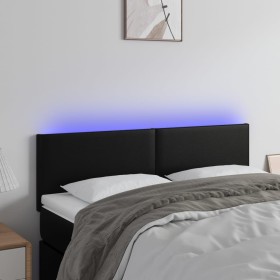 Headboard with LED lights black synthetic leather 144x5x78/88 cm by vidaXL, Headboards and footboards - Ref: Foro24-3121422, ...