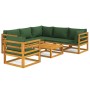 Garden furniture set 7 pieces solid wood and green cushions by vidaXL, Garden sets - Ref: Foro24-3155320, Price: 795,60 €, Di...