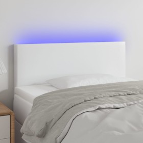 Headboard with LED white synthetic leather 100x5x78/88 cm by vidaXL, Headboards and footboards - Ref: Foro24-3121417, Price: ...