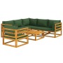 Garden furniture set 7 pieces solid wood and green cushions by vidaXL, Garden sets - Ref: Foro24-3155320, Price: 795,60 €, Di...