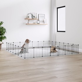 Pet cage with 28 panels, black steel door, 35x35 cm. by vidaXL, Cages and habitats for small animals - Ref: Foro24-3114026, P...