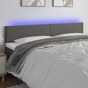 Cabecero con LED cuero sintético gris 160x5x78/88 cm de vidaXL, Cabeceros y pies de cama - Ref: Foro24-3121432, Precio: 65,11...