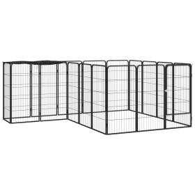 Hundekäfig 18 Paneele Stahl pulverbeschichtet schwarz 50x100 cm von vidaXL, Hundehütten und Zäune - Ref: Foro24-3115950, Prei...