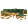 Set de muebles de jardín 8 pzas madera maciza con cojines verde de vidaXL, Conjuntos de jardín - Ref: Foro24-3155321, Precio:...