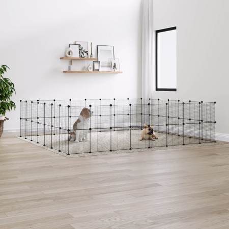 Pet cage with 60 panels black steel door 35x35 cm by vidaXL, Cages and habitats for small animals - Ref: Foro24-3114042, Pric...