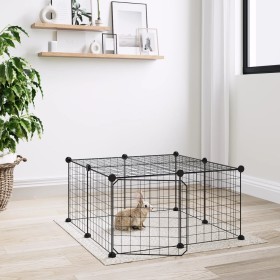 Pet cage with 12 panels, black steel door, 35x35cm. by vidaXL, Cages and habitats for small animals - Ref: Foro24-3114051, Pr...