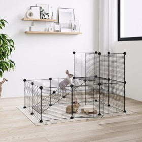 Pet cage with 20 panels black steel door 35x35 cm by vidaXL, Cages and habitats for small animals - Ref: Foro24-3114061, Pric...