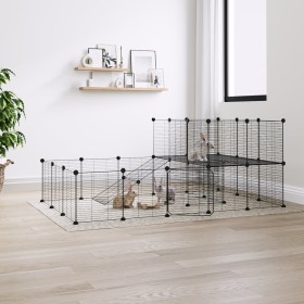 Pet cage with 36 panels black steel door 35x35 cm by vidaXL, Cages and habitats for small animals - Ref: Foro24-3114062, Pric...