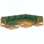 Garden furniture set 8 pieces solid wood with green cushions by vidaXL, Garden sets - Ref: Foro24-3155322, Price: 770,61 €, D...