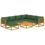 Set de muebles de jardín 8 pzas madera maciza con cojines verde de vidaXL, Conjuntos de jardín - Ref: Foro24-3155322, Precio:...