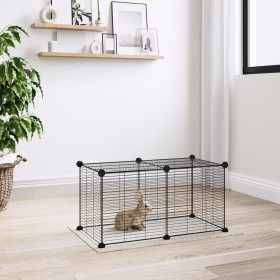 Pet cage with 8 panels black steel 35x35cm by vidaXL, Cages and habitats for small animals - Ref: Foro24-3114052, Price: 23,4...