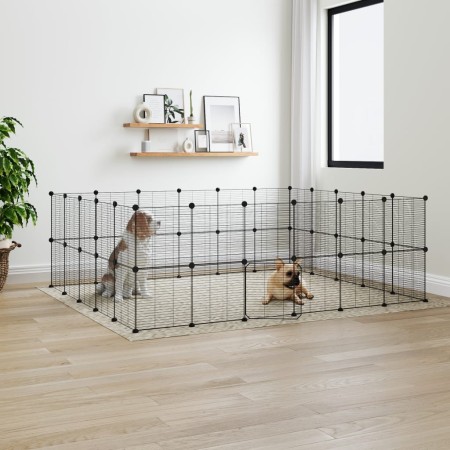 Pet cage with 44 panels black steel door 35x35 cm by vidaXL, Cages and habitats for small animals - Ref: Foro24-3114046, Pric...