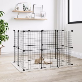 Pet cage with 20 panels black steel door 35x35 cm by vidaXL, Cages and habitats for small animals - Ref: Foro24-3114037, Pric...