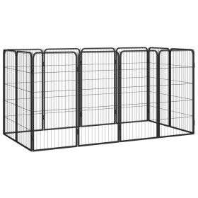 Dog cage 12 panels powder-coated black steel 50x100 cm by vidaXL, Dog kennels and fences - Ref: Foro24-3115959, Price: 163,73...