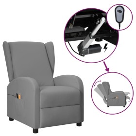 Sillón orejero eléctrico de masaje de cuero sintético gris de vidaXL, Sillones de masaje eléctricos - Ref: Foro24-3098959, Pr...