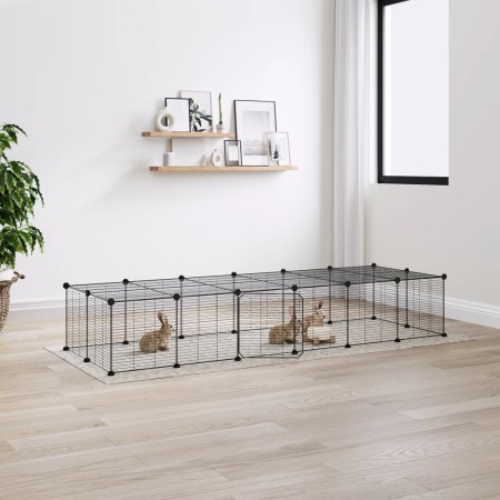 Pet cage with 28 panels black steel door 35x35 cm by vidaXL, Cages and habitats for small animals - Ref: Foro24-3114059, Pric...