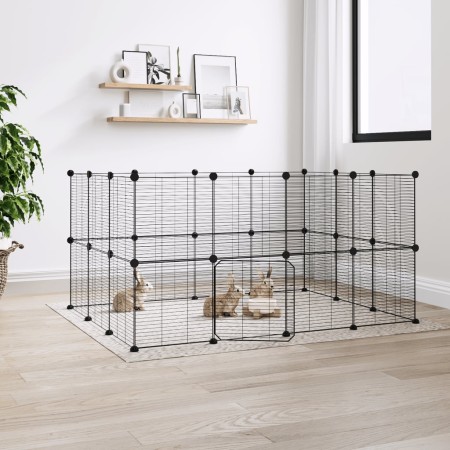 Pet cage with 28 panels black steel door 35x35 cm by vidaXL, Cages and habitats for small animals - Ref: Foro24-3114044, Pric...